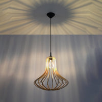 Sollux lighting LED pendant lamp ELZA with E27 fitting, warm wood finish