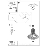 Sollux lighting LED pendant lamp ELZA with E27 fitting, warm wood finish