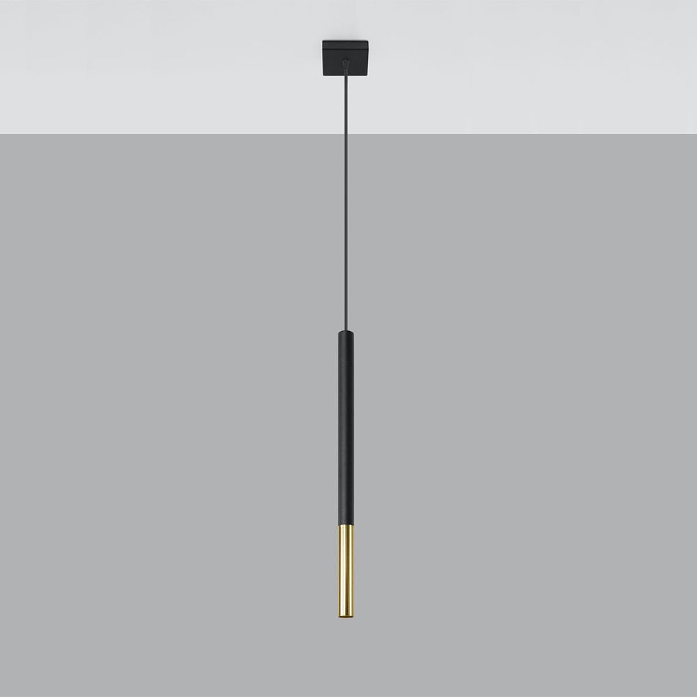 Sollux LED pendant lamp with black and gold finish, 104mm, IP20, 220-240V