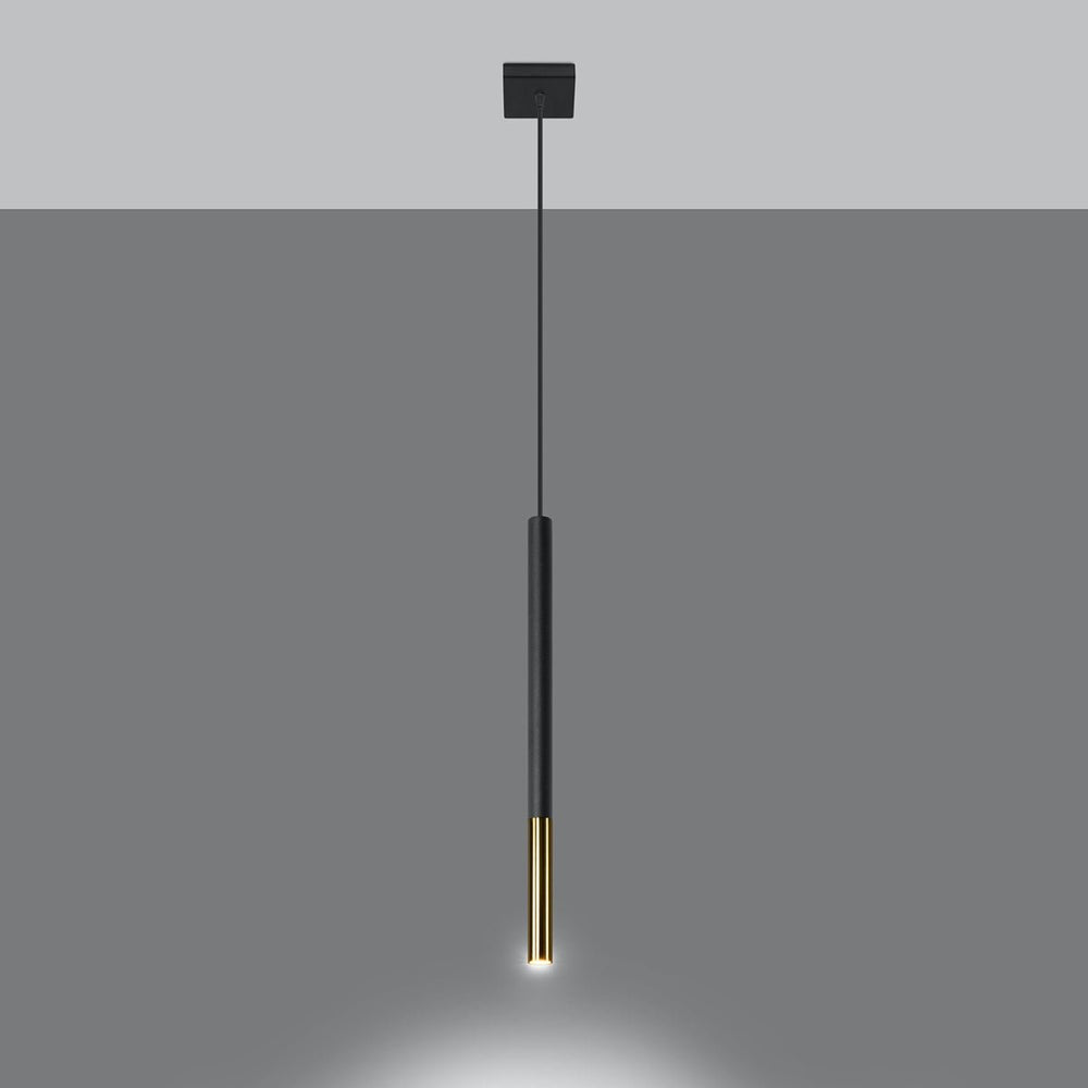 Sollux LED pendant lamp with black and gold finish, 104mm, IP20, 220-240V