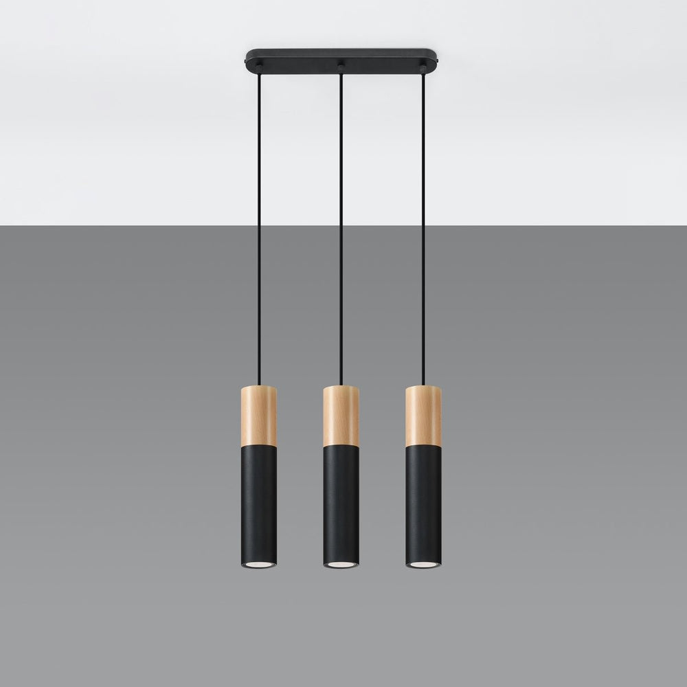 Sollux Lighting pablo 3 pendellampe sort 3 pærer 900mm højde LED kompatibel