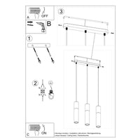 Sollux Lighting pablo 3 pendellampe sort 3 pærer 900mm højde LED kompatibel