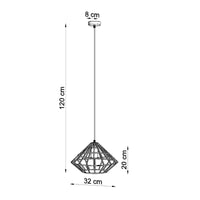 Led hanglamp hout mandelino e27 socket, 115mm height, 13mm width, mat goud aluminum