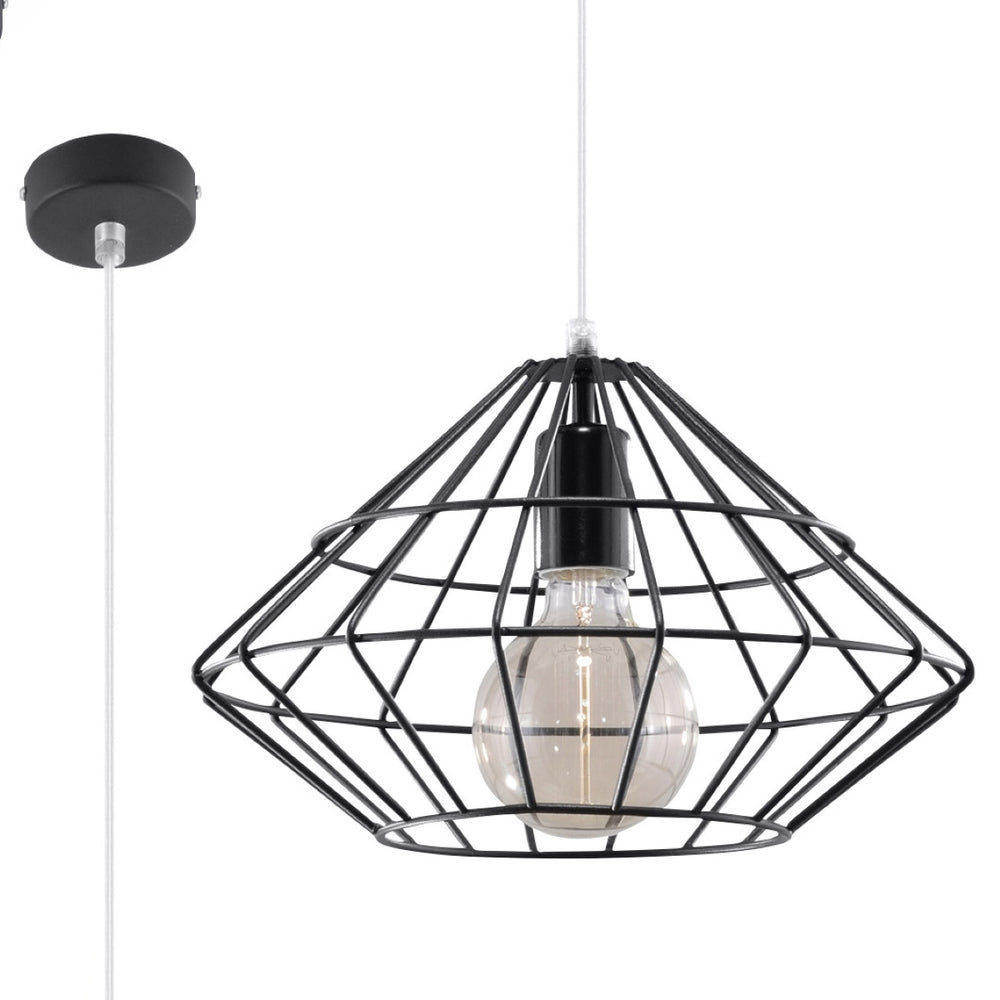 Sollux Lighting Umberto black pendant lamp, LED, 220-240V, IP20, 80 CRI, aluminum, 104mm