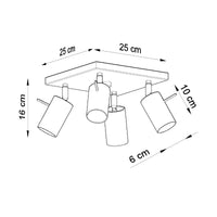 Sollux lighting LED plafondspot with 4 x GU10 sockets, IP20, 220-240V, 80 CRI