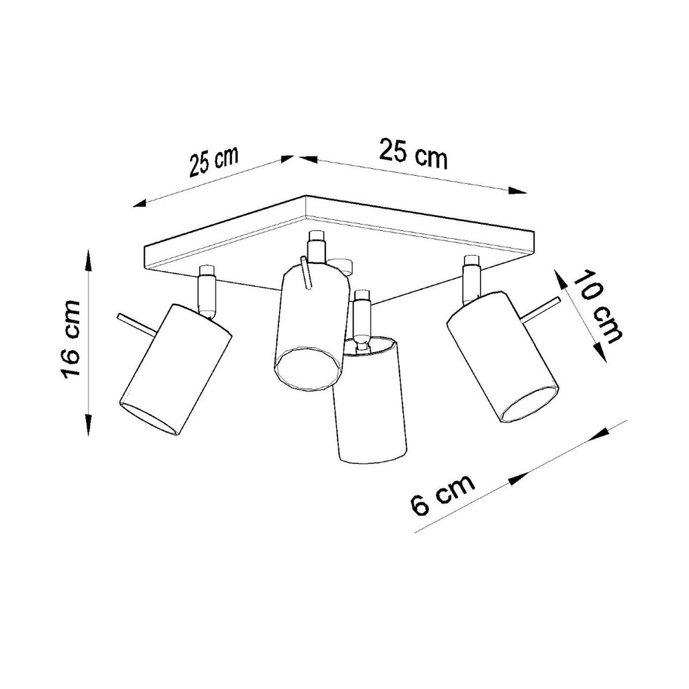 Sollux lighting LED plafondspot with 4 x GU10 sockets, IP20, 220-240V, 80 CRI