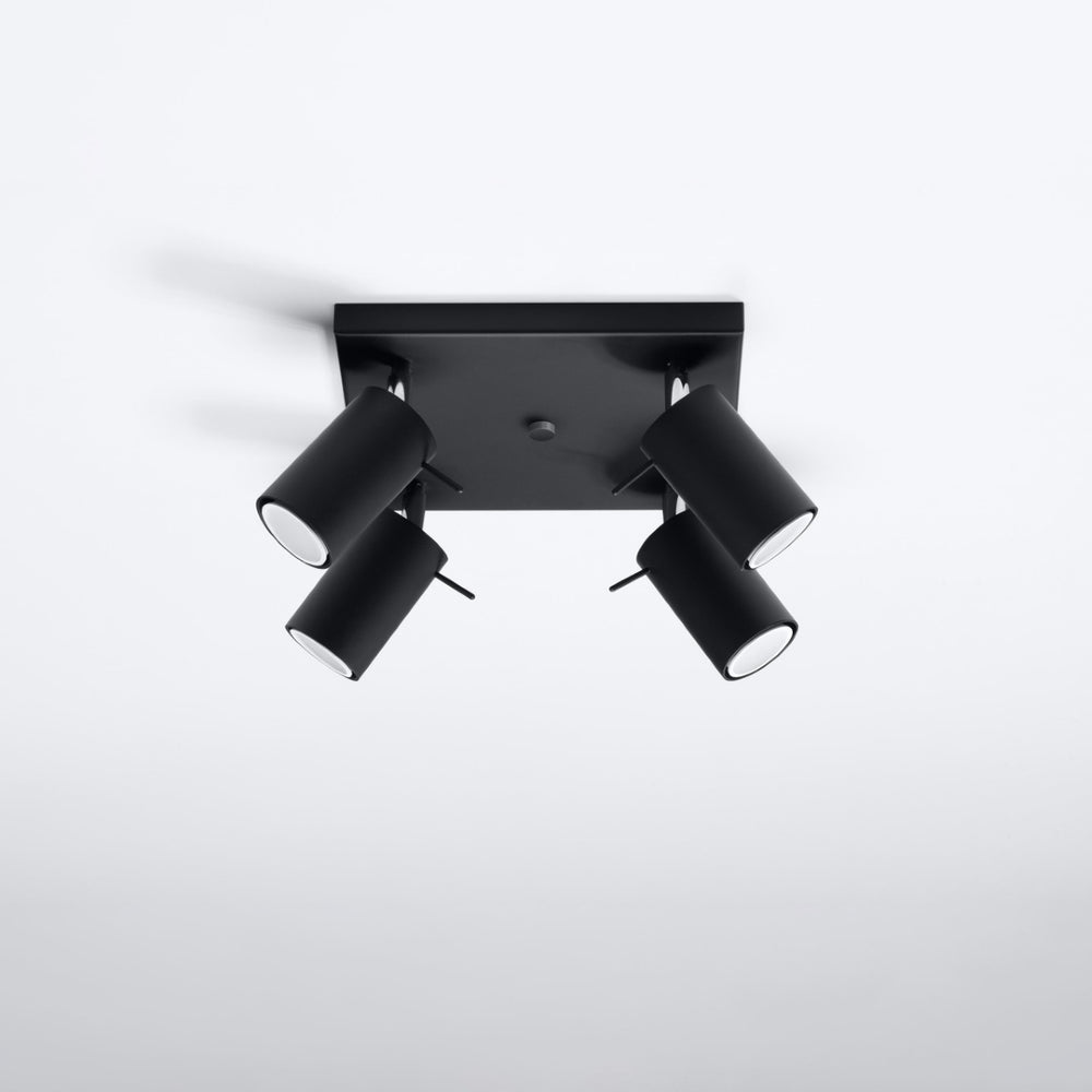 Led plafondspot zwart ring - adjustable 4x gu10 sockets for home lighting