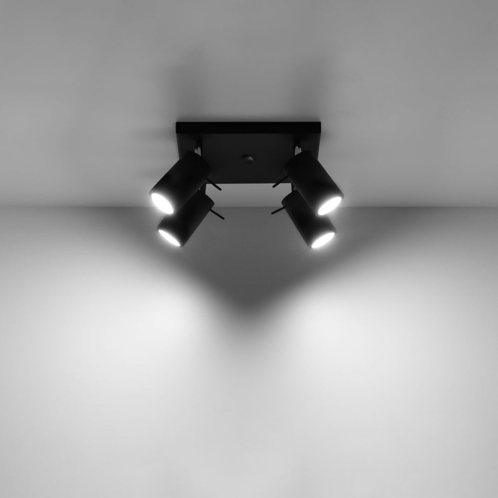 Led plafondspot zwart ring - adjustable 4x gu10 sockets for home lighting