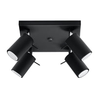 Led plafondspot zwart ring - adjustable 4x gu10 sockets for home lighting
