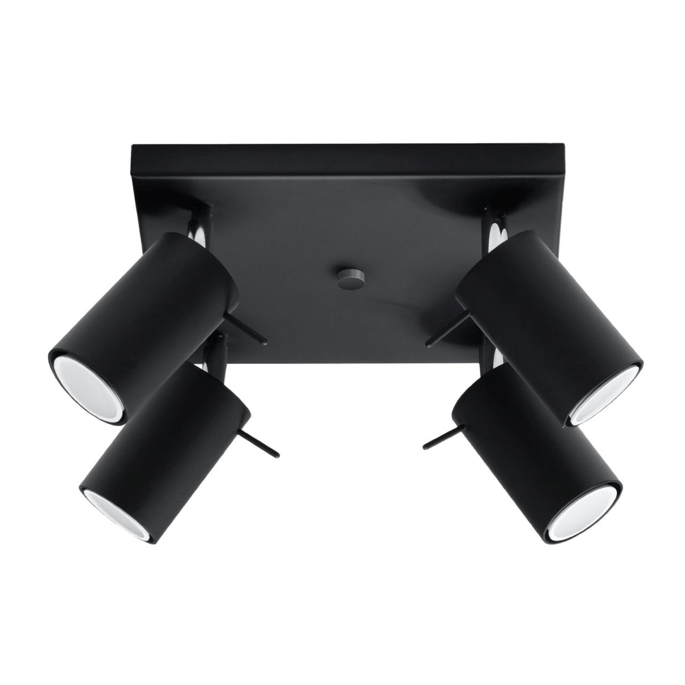 Led plafondspot zwart ring - adjustable 4x gu10 sockets for home lighting