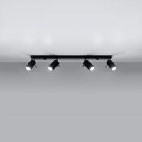 LED plafondspot zwart ring - 4 x GU10 aansluiting by Sollux Lighting