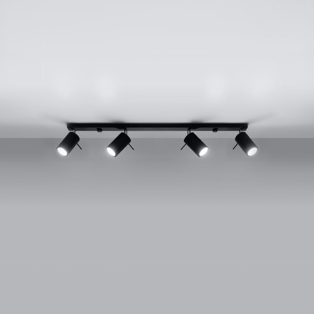 LED plafondspot zwart ring - 4 x GU10 aansluiting by Sollux Lighting