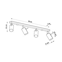 LED plafondspot zwart ring - 4 x GU10 aansluiting by Sollux Lighting