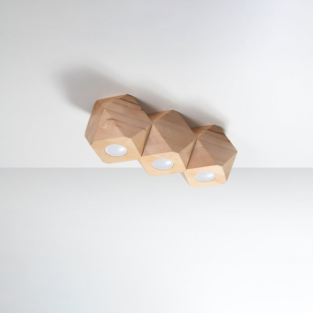 Plafondspot woody 3 natural wood with LED lamp by Sollux Lighting