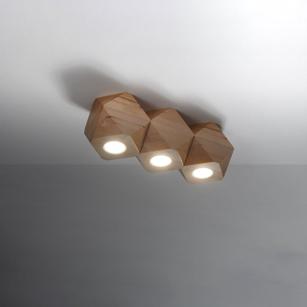 Plafondspot woody 3 natural wood with LED lamp by Sollux Lighting