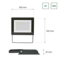 Spectrum LED floodlight 50W 4000K 4500 lumens 230V IP65 IK07 Black outdoor lighting