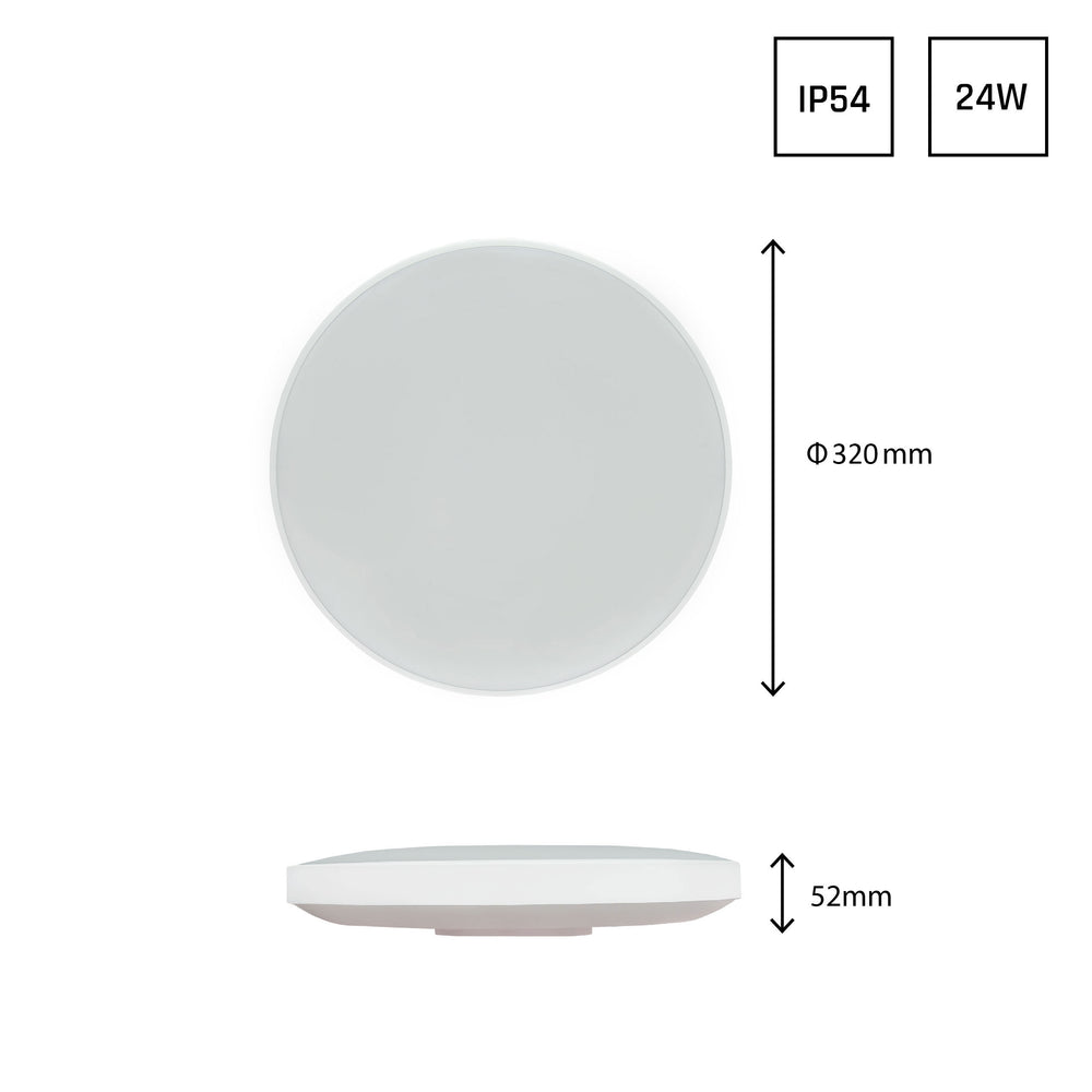 Spectrum NYMPHEA LED loftlampe 24W 4000K 230V IP54 rund 320mm Hvid Sort påbygning