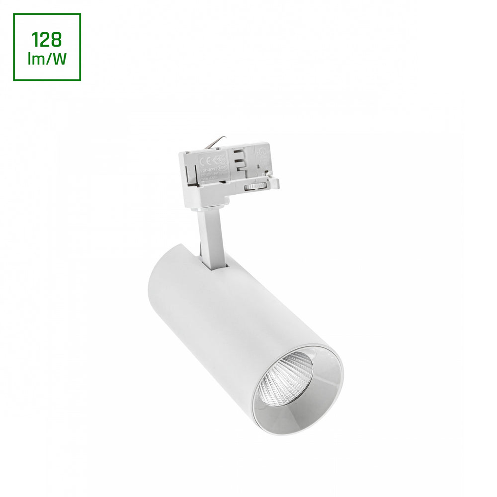 Spectrum Andromeda COB LED 25W varm hvid 3000K, 3-faset skinnespot, 36-60° justerbar, 320 lumen, IP20 indendørs