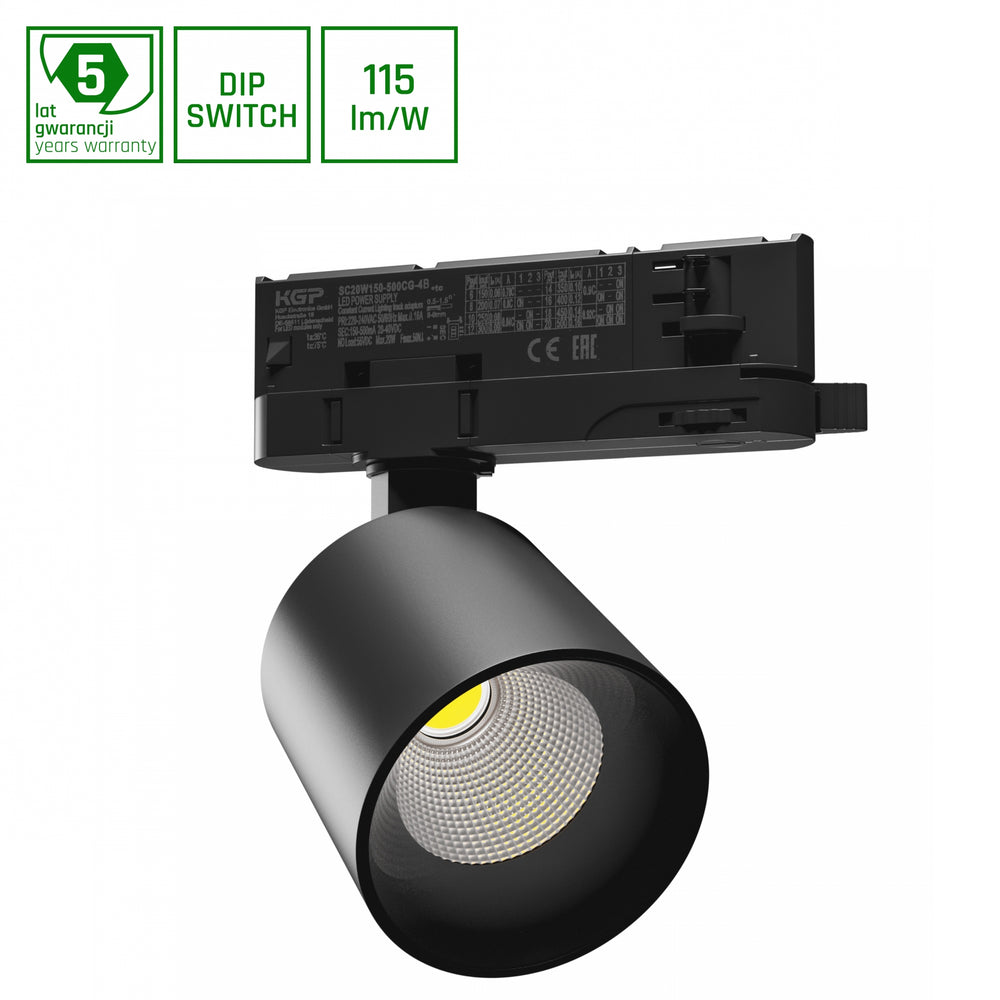 Spectrum Artemida mini RA&gt;90 sort LED-spot 20W, 230V, 3000K, 1700 lumen, IP20, indendørs belysning, 36/60 grader vinkel