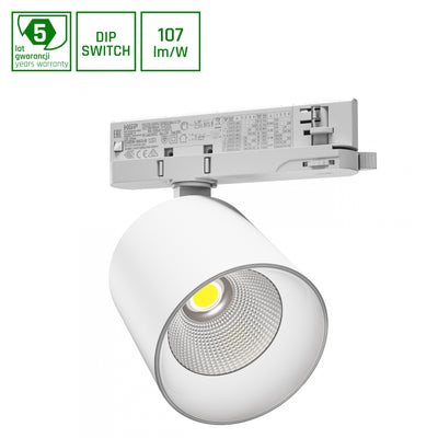 Spectrum Artemida Maxi LED downlight hvid 42W 3000K &gt;90 CRI 4500 lumen IP20 3-faset skinnemontering