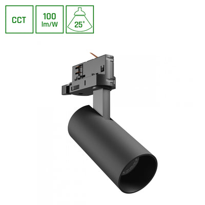 Spectrum Andromeda Prime skinnespot 8W 6000K 800 lumen 25° sort IP20 CCT belysning