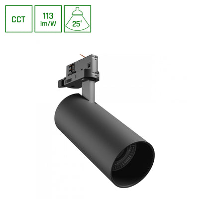 Spectrum Andromeda Prime railspot 24W 6000K 1800 lumen sort CCT justerbar 25° IP20 indendørs brug