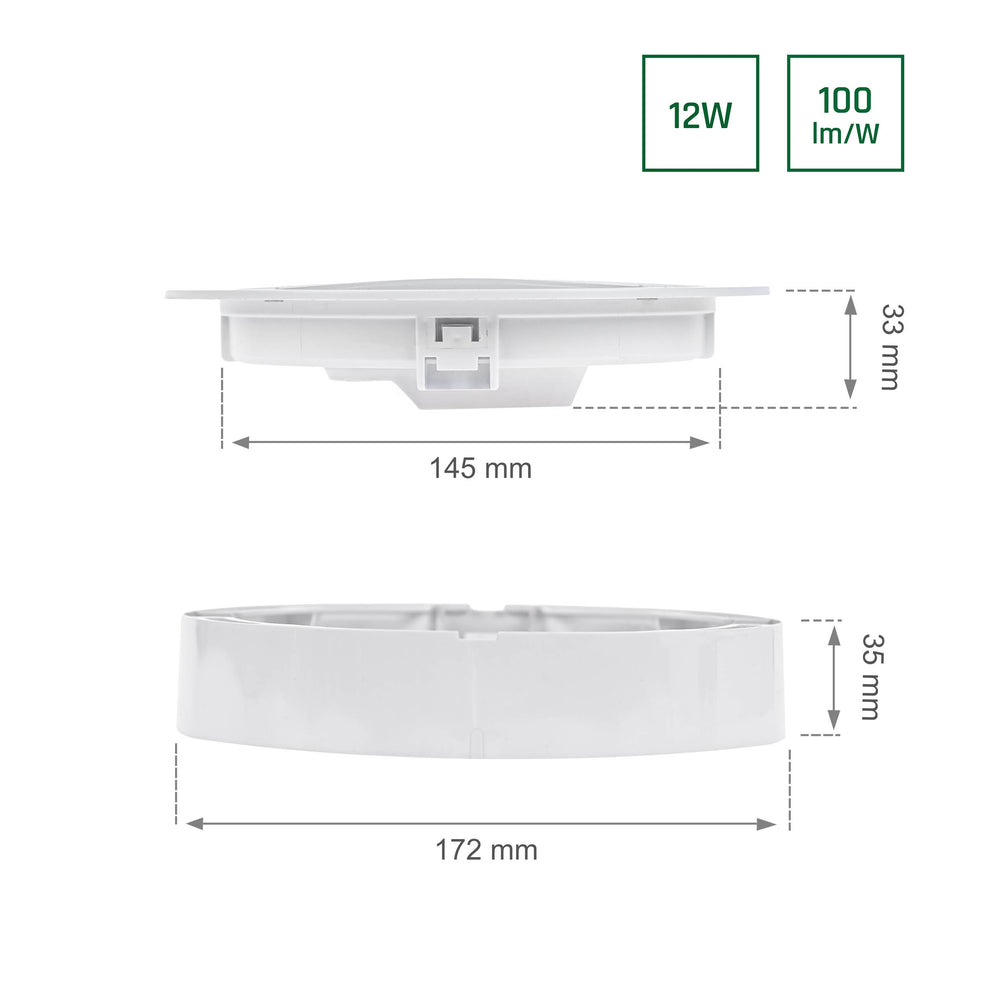 Algine 2i1-overflade/integreret downlight 12W 120lm fra Spectrum - ideel LED-belysning til loftmontering i moderne beboelsesområder