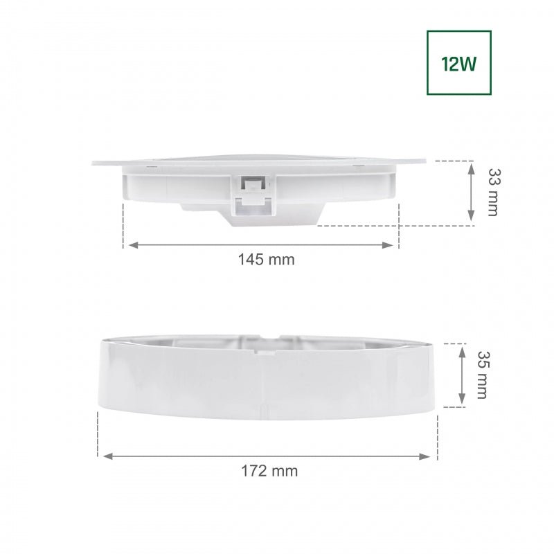 Spectrum Algine 2i1 downlight 12W 150 lumen varm hvid 3000K IP20 rund til loft- og vægmontering