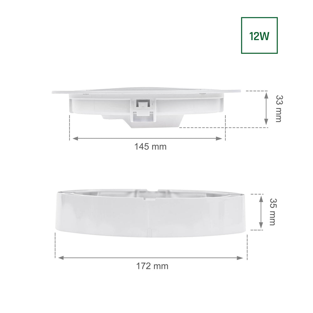 Spectrum Algine 2i1 downlight 12W 150 lumen varm hvid 3000K IP20 rund til loft- og vægmontering