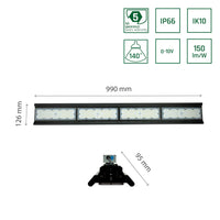 Spectrum Halls Line LED hængelampe 200W sort, 4000K, 30000 lumen, dæmpbar, IP66, 90° vinkel, industriel belysning