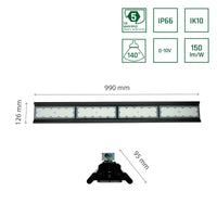 Spectrum Halls Line LED hængelampe 200W sort, 4000K, 30000 lumen, dæmpbar, IP66, 90° vinkel, industriel belysning