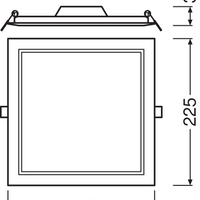 Slank LED Downlight SQ210 18W 1530 lumen 3000K Varm hvid, 120° kvadratisk design til moderne lofter