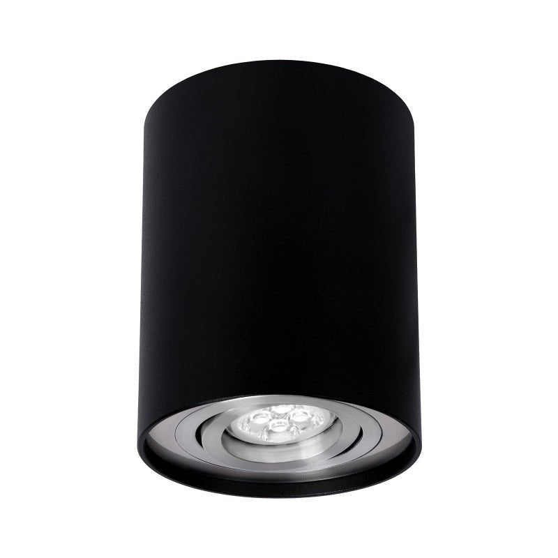 Spectrum adjustable GU10 spot, black/silver, IP20 indoor light, 250V, surface mount, aluminum housing