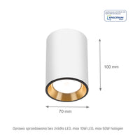 Spectrum CHLOE MINI LED loftspot, 1x GU10 fatning, påbygget, Hvid/Guld, IP20 aluminium