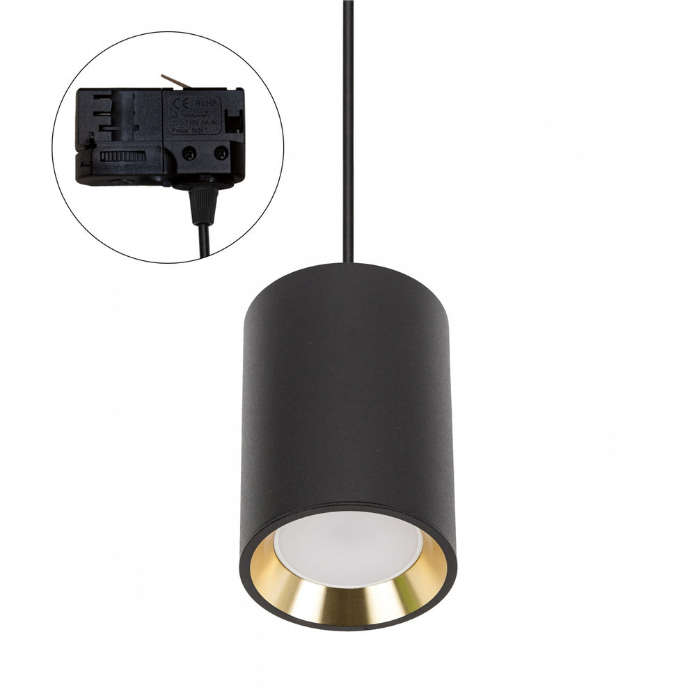 Spectrum CHLOE GU10 track spot 3-phase, black with gold, IP20, 70x100mm, aluminum, 250V, indoor use