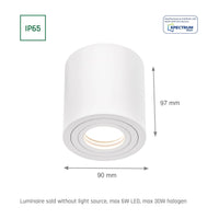 Chloe GU10 round white LED spotlight from Spectrum with IP65 for indoor/outdoor, durable lighting, 17000 hours lifespan