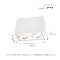 Spectrum adjustable GU10 rectangular white spot, IP20 indoor, aluminum housing, 250V, 17000h lifespan