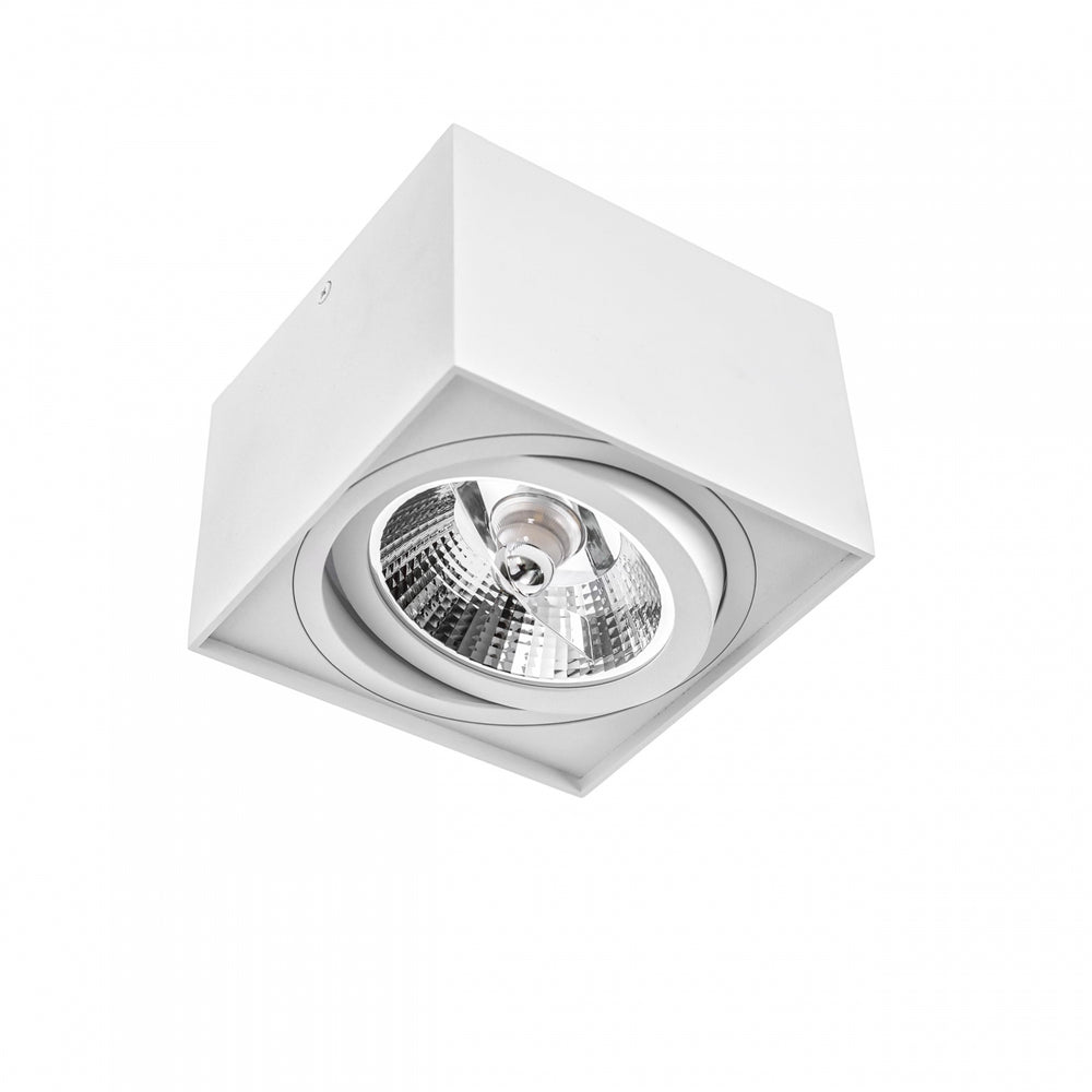 Spectrum CHLOE AR111 GU10 firkantet LED-spot, IP20, hvid, aluminiums hus, 250V, indendørs brug, lang levetid