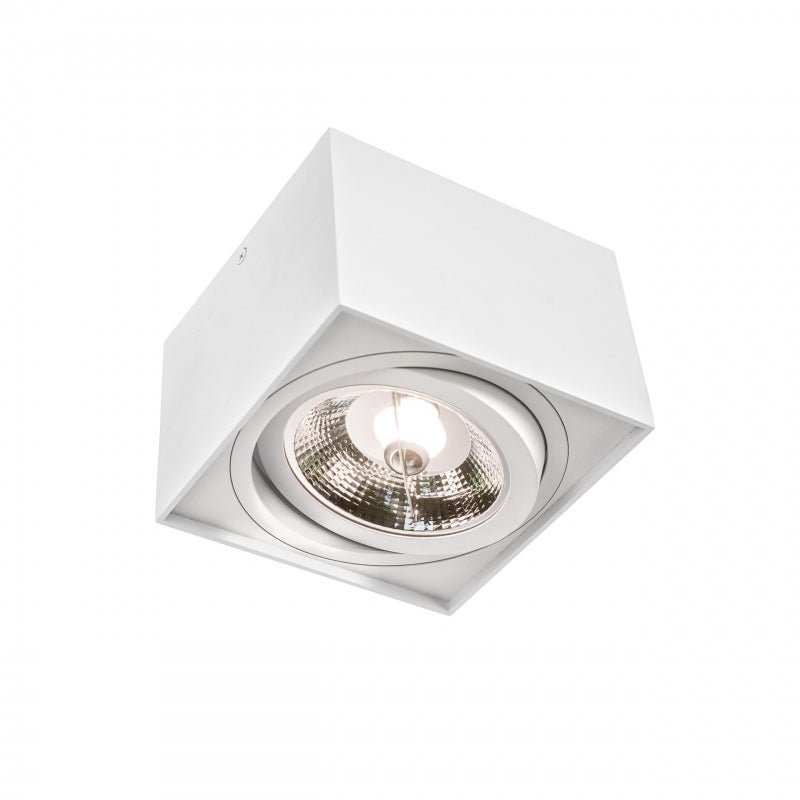 Spectrum CHLOE AR111 GU10 firkantet LED-spot, IP20, hvid, aluminiums hus, 250V, indendørs brug, lang levetid