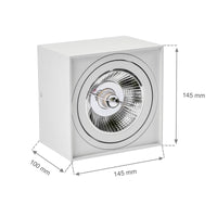 Spectrum CHLOE AR111 GU10 firkantet LED-spot, IP20, hvid, aluminiums hus, 250V, indendørs brug, lang levetid