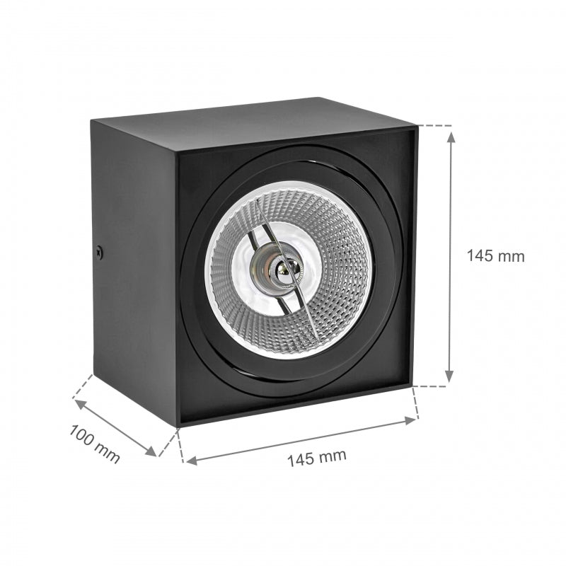 Spectrum chloe AR111 GU10 LED spot black 4000K square IP20 - aluminum ceiling mount