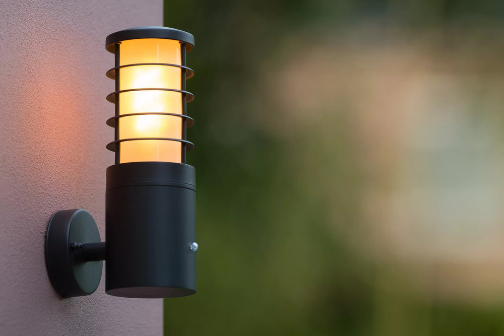 Lucide solid udendørs væglampe Ø9cm E27 IP54 antracit LED