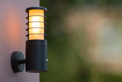 Lucide solid udendørs væglampe Ø9cm E27 IP54 antracit LED