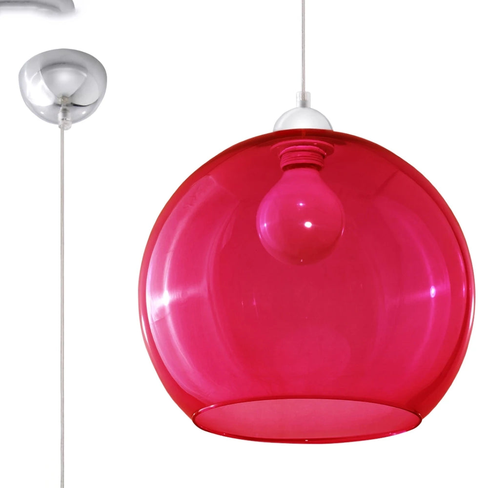 Sollux Lighting BALL hanging lamp in Red, Aluminium and Steel, IP20, 220-240V, max 50W LED, CE RoHS