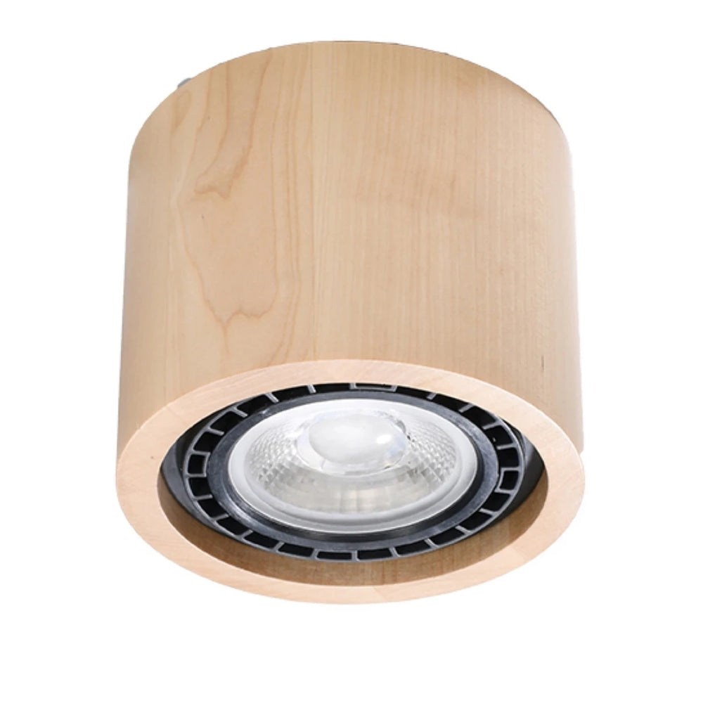 Sollux Lighting BASIC 1 loftspot i naturligt træ, LED GU10, IP20, 220-240V, 50W max, CE RoHS