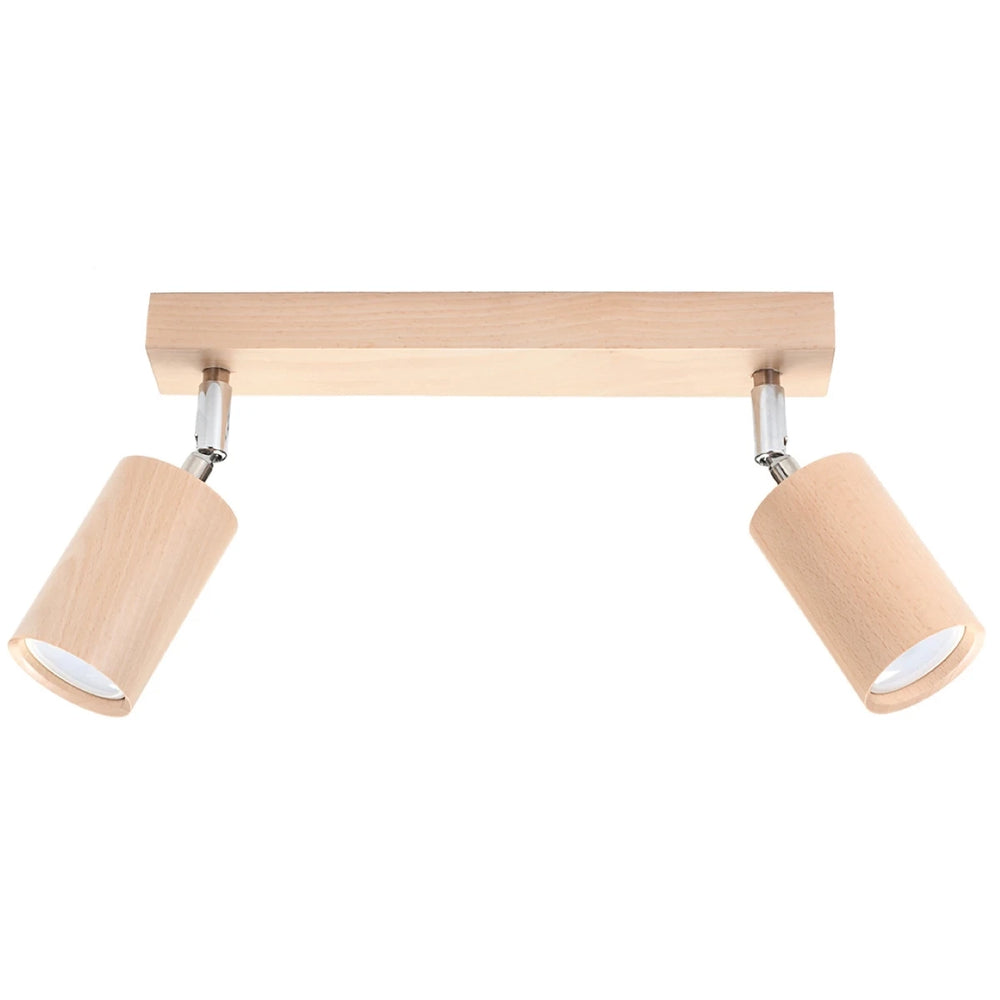 Sollux Lighting BERG 2 LED ceiling spotlight, natural wood, IP20, aluminium, 220-240V, CE RoHS