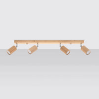 Sollux Lighting BERG 4 LED loftspot, naturligt træ, IP20, 220-240V, CRI 80, CE RoHS, 4x50W maks
