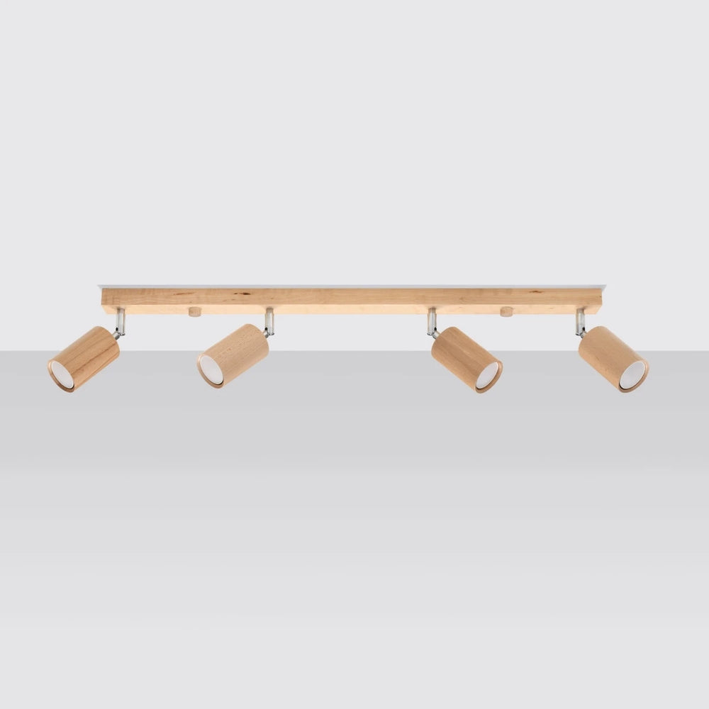 Sollux Lighting BERG 4 LED loftspot, naturligt træ, IP20, 220-240V, CRI 80, CE RoHS, 4x50W maks