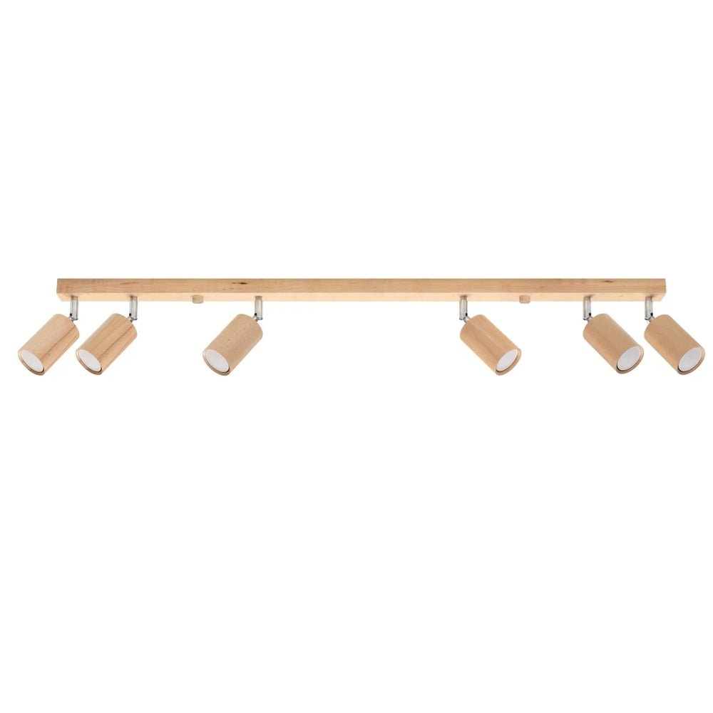 Sollux Lighting BERG 6 LED loftspot, naturligt træ, IP20, 220-240V, maks 50W, CE RoHS