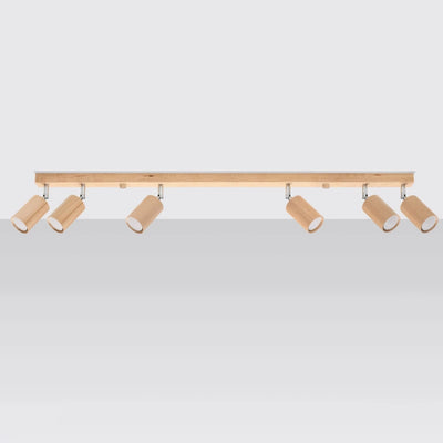 Sollux Lighting BERG 6 LED loftspot, naturligt træ, IP20, 220-240V, maks 50W, CE RoHS